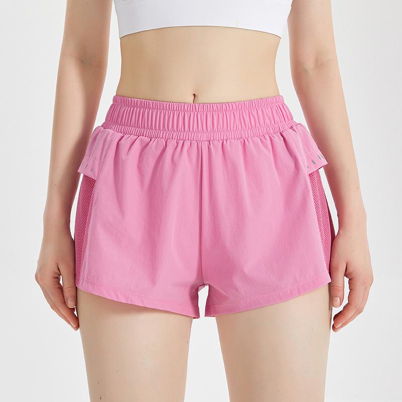 

Женские шорты для йоги LAHN с высокой талией, быстросохнущие, с контролем живота, сетчатыми вставками, карманами и защитой от смущения Small