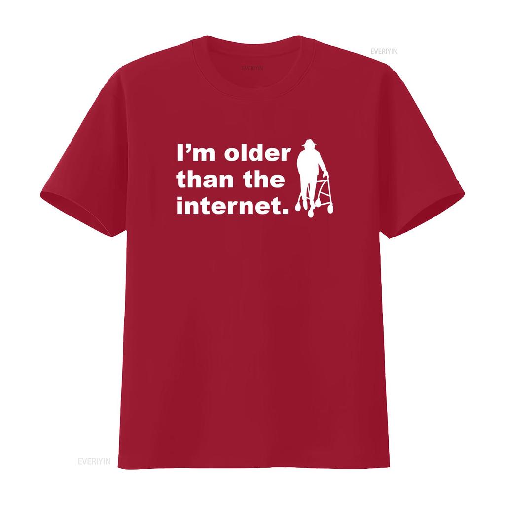 Funny Joke Birthday T Shirt for Men and Women Im Older Than The Internet Slogan vintage Washed Soft fashion streetwear