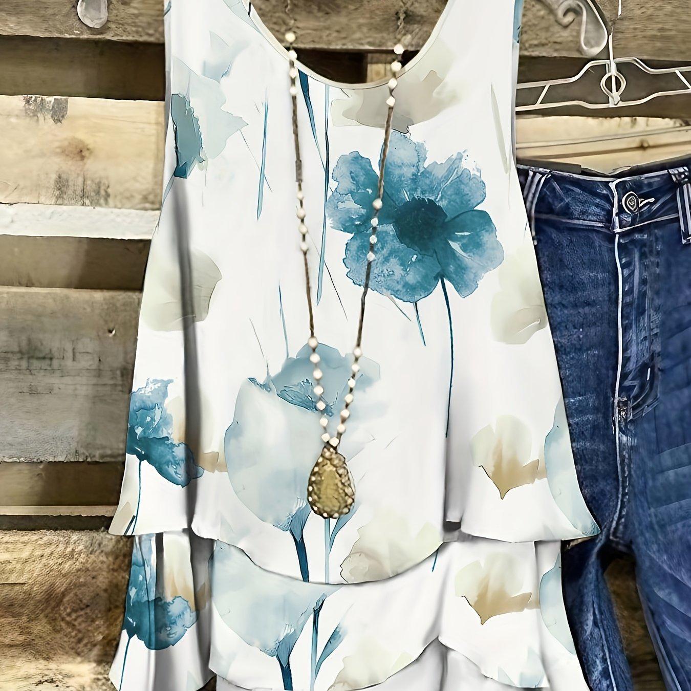 

Layered Flower T-Shirt with Sleeves - G 42158 Special Edition 5XL