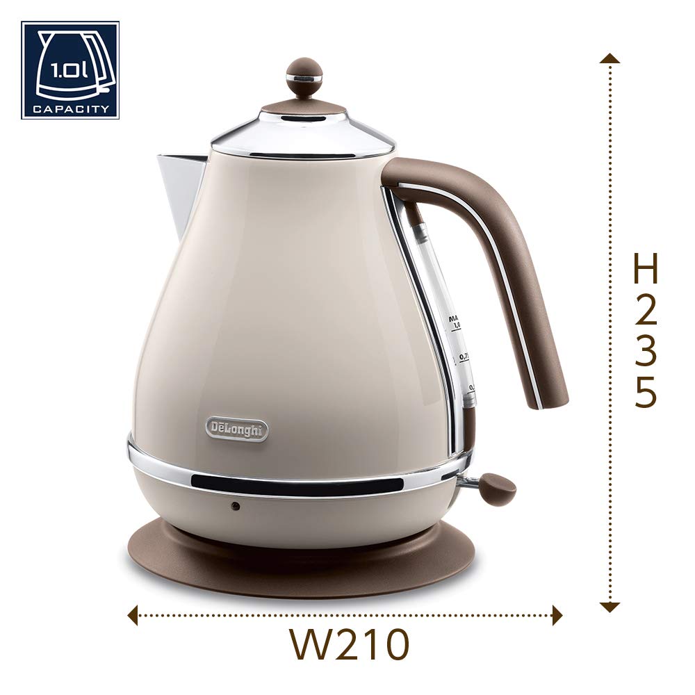 Electric Kettle Icona Vintage Stainless Steel Water Meter Foreign Object Prevention Filter Empty Boiling Prevention Function Easy Care Warranty with