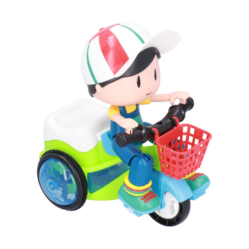 Electric Stunt Tricycle Toy Children 360 Degrees Rotating Vehicles Toy with Light Sound (Green)Little Boy