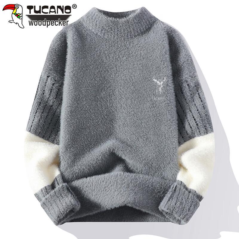 TUCANO Men's Faux Mink Fleece Mock Neck Sweater