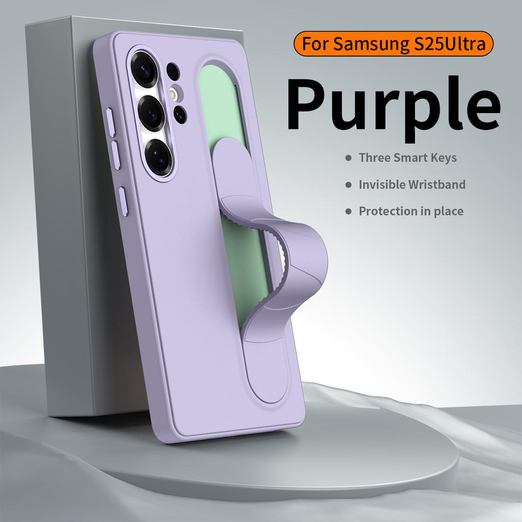 Official Silicone Elastic Stand Wristband Protective Case For Original Samsung Galaxy S26 Ultra S25 Plus S24 S23 Anti Drop Phone Case