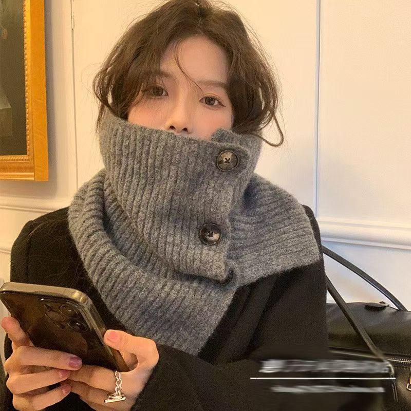 Knitted Scarf with Yarn for Women, Autumn and Winter, Korean Version, Thickened and Warm Shawl Style Scarf