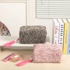 Leopard Print Pattern Plush Cosmetic Bag Casual Travel Cosmetic Case  Travel Use