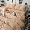 Soft Washed Cotton 4-Piece Bedding Set Pure Color Hypoallergenic Baby Safe Dormitory Use All Season
