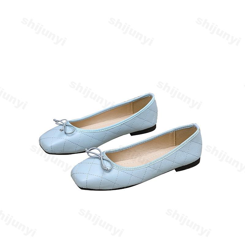 Women's Square Toe Single Shoes Elegant Luxury Bow Knot Casual Flats Lightweight Comfortable Soft Sole Mary Jane Shoes