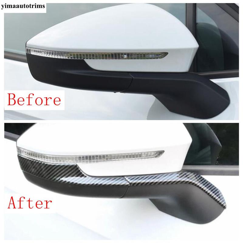 Side Door Rearview Mirror Strip Decoration Cover Trim For VW Volkswagen ID.4 ID4 ID6  - 2025 Black Carbon Fiber Accessories