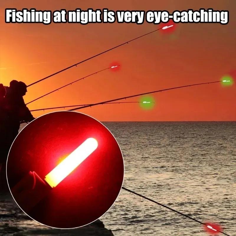 10Pcs Night Fishing Rod Tip Lights with 10Pcs CR425 Batteries LED Glow Stick Bite Alarm Indicator Light for 1.8-2.7mm Rod Tip