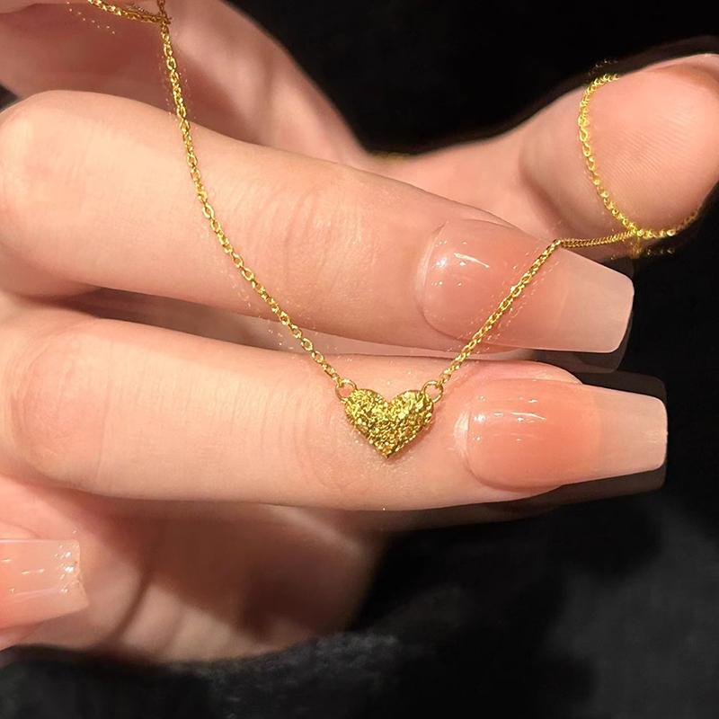 Gold Color Heart Pendant Necklace For Women Simple Clavicle Chain Choker Jewelry Gifts Wholesale