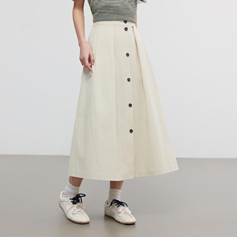 

Elva Island Women s Single-Breasted High-Waist A-Line Midi Skirt XS