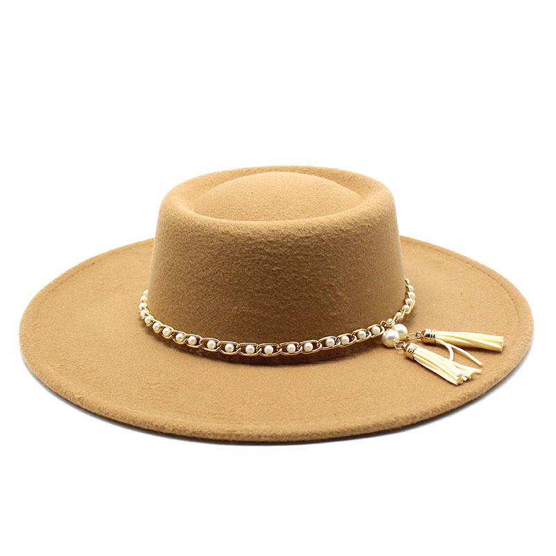 Men Women Wool Felt Round Crown Wide Brim Sun Protection For Travel Outdoor