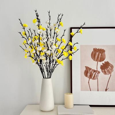 Artificial Plum Blossom Branch Fake Cherry Blossom Stems 21" Long Stem Faux Silk Flower