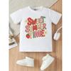 European Size Girls Round Neck Short Sleeved T Shirt with Unique English Print  Sweet Summer Time