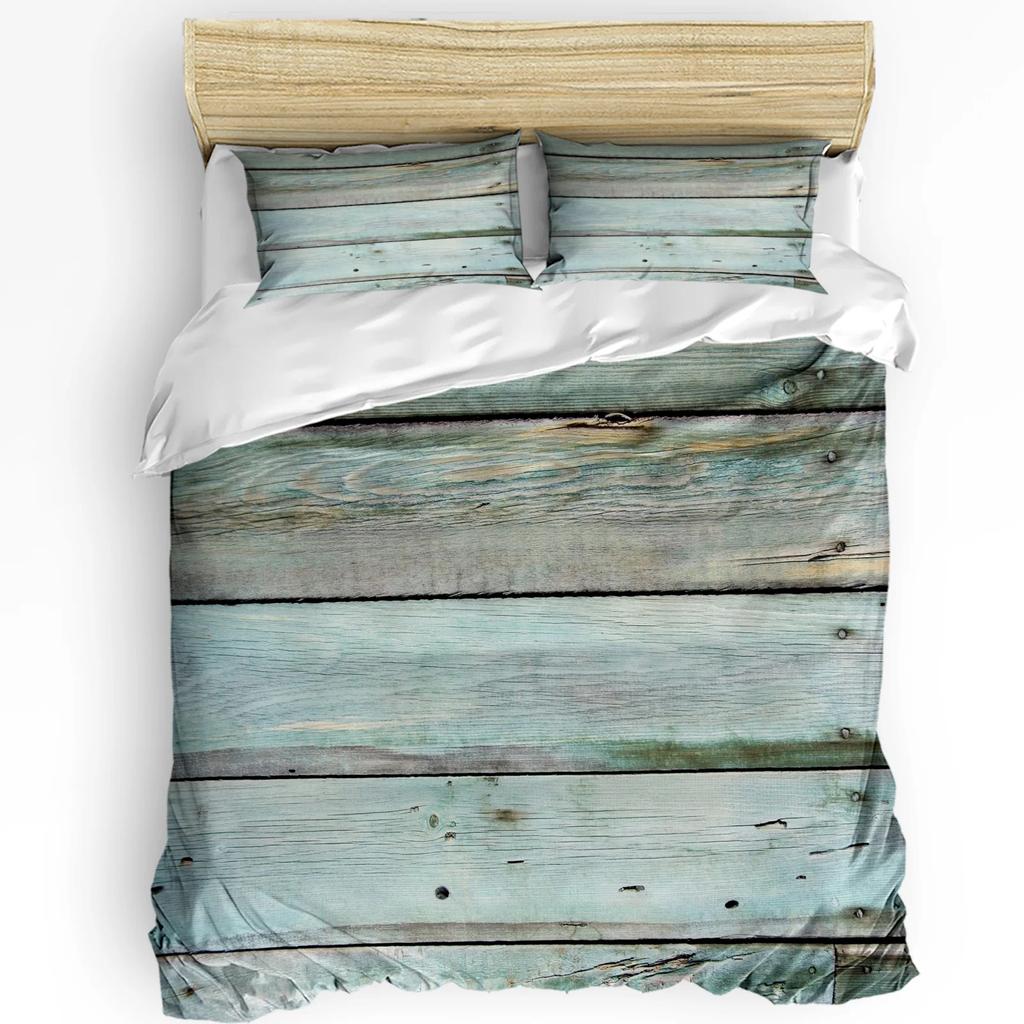 Houten Plaat Retro Stijl Beddengoed Set met Kussenhoes Dekbedovertrek Home Textiel Dekbedhoes Jongen Kind Tiener Meisje 3 Delen