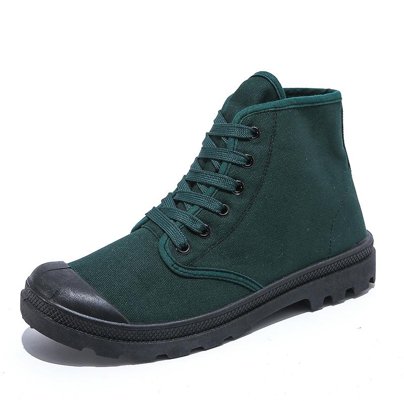 

Мужские модные высокие парусиновые ботинки для походов в корейском стиле - цельный язычок Martin Design 44 темно-зеленого