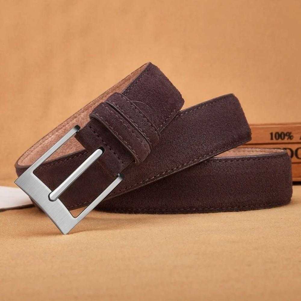 Luxury Design Pin Buckle Waistband Maillard Business Waist Strap Fashion Suede Wide Belt  Men Women