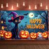 Party Banner Night Scene Witch Hat Banner Halloween Banner Black Pumpkin Decoration For Halloween Party Festival Event Spooky