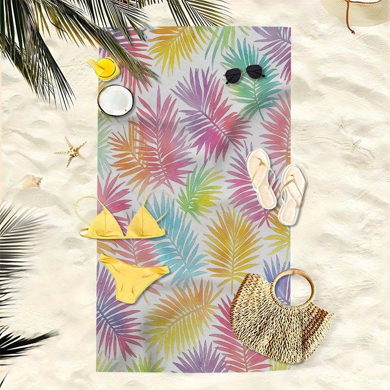 Tropical Palm Leaves Pattern Beach Towel Highly Absorbent Quick-Drying Soft Lightweight Perfect for Yoga Pilates Camping Travel