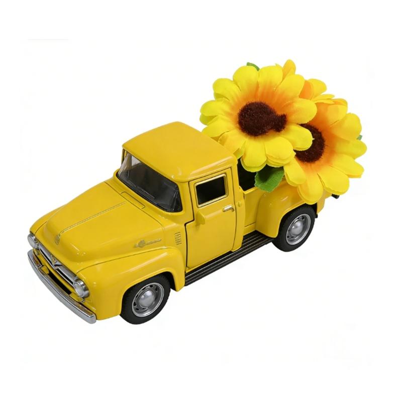 Rustics Truck Decors with Artificial Flowers Truck Decors with LED String Light Tiered Tray Decors Items Home Decors