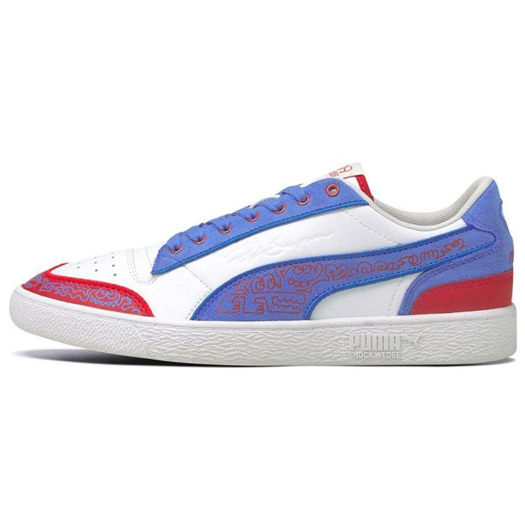 Puma Ralph Sampson Mr Doodle Two-Layer Leather Synthetic Color Block Casual Low-Top Sneakers Unisex Sneakers White Blue Red 380539-01