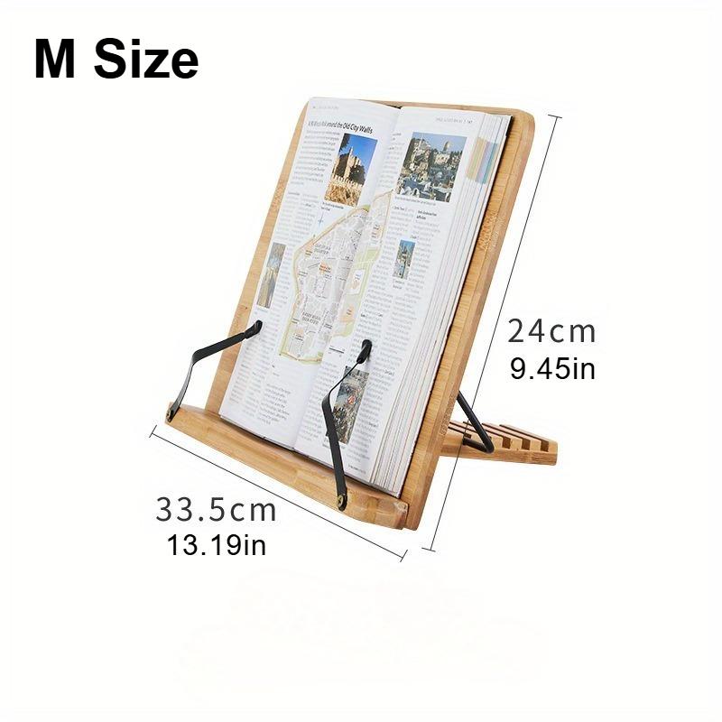 Book Stand for Reading Adjustable Book Holder with Elastic Page Clips Foldable Desktop Riser Stand Bamboo Reading Rack
