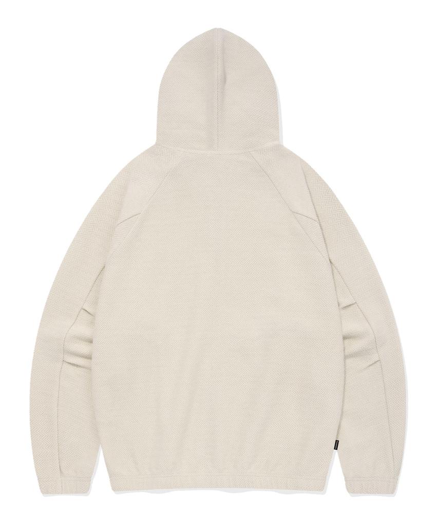 COVERNAT Herringbone Zip-Up Hoodie Oatmeal