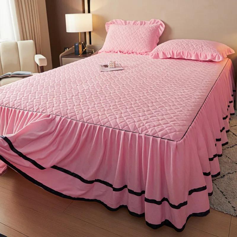 

2024 новый европейский мягкий молочный флисовый чехол для кровати, цельный зимний утолщенный защитный чехол для матраса, коралловый флисовый чехол для кровати only 2pcs pillowcase