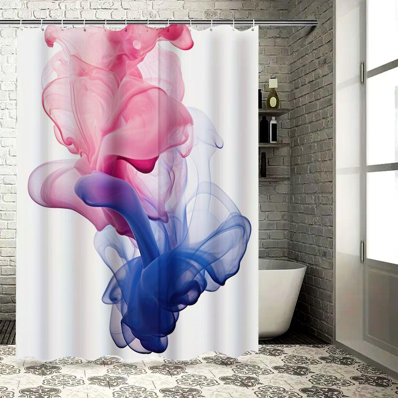 

Stylish Pink Blue Smoky Pattern Shower Curtain for Bathroom Decor 3D Printing Waterproof Home Textile Decoration with Hooks (Siz 90x180cm