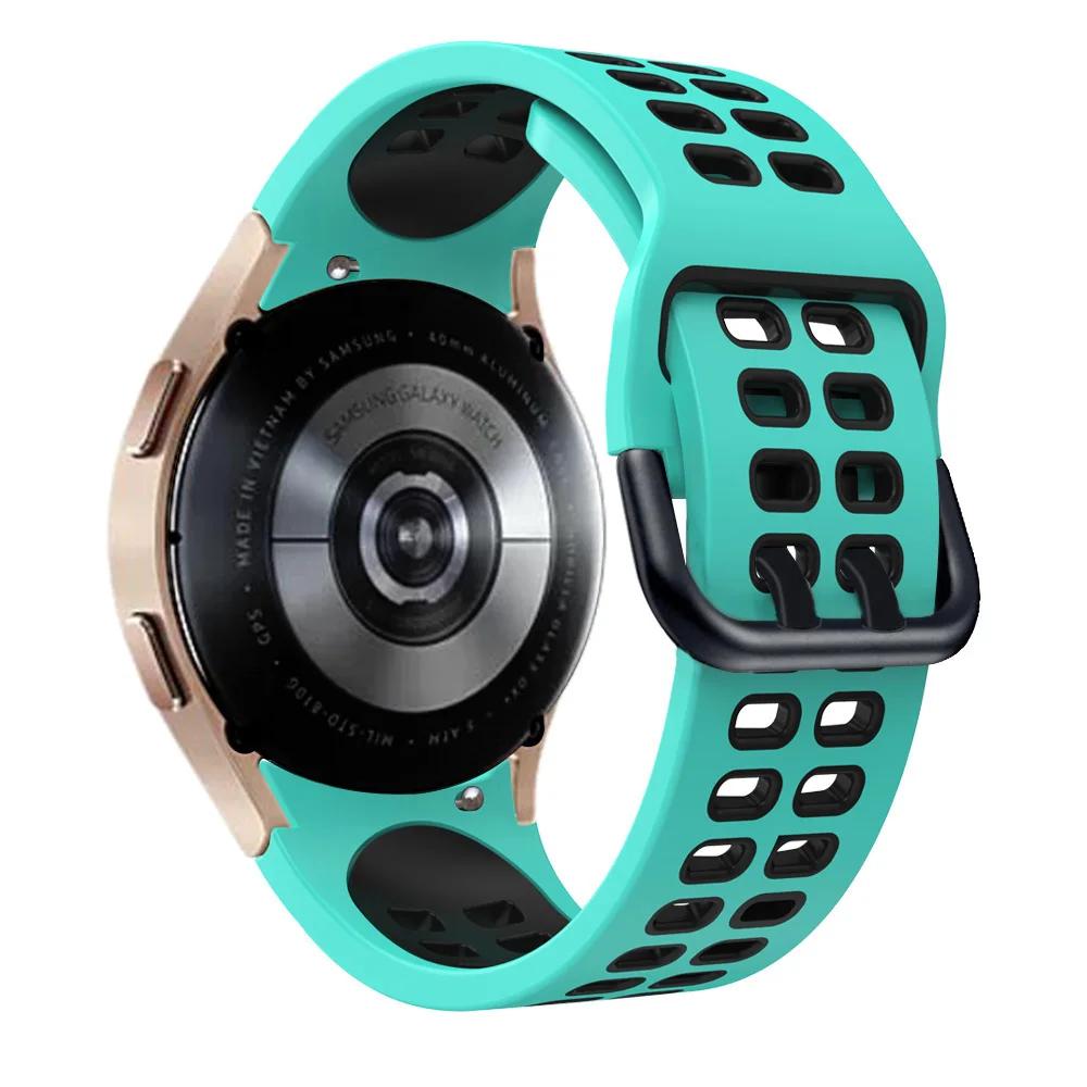 No Gap Silicone Strap for Samsung Galaxy Watch 7/6/5/4 44mm 40mm 5 Pro 45mm Two-Color Wristband Watch 6 4 Classic 47mm 43mm Band