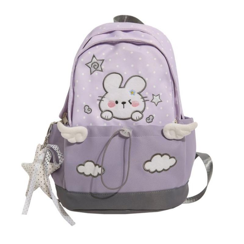 Schoolbag cute bunny contrasting color backpack primary school girl light large capacity school bag high value versatile backpack