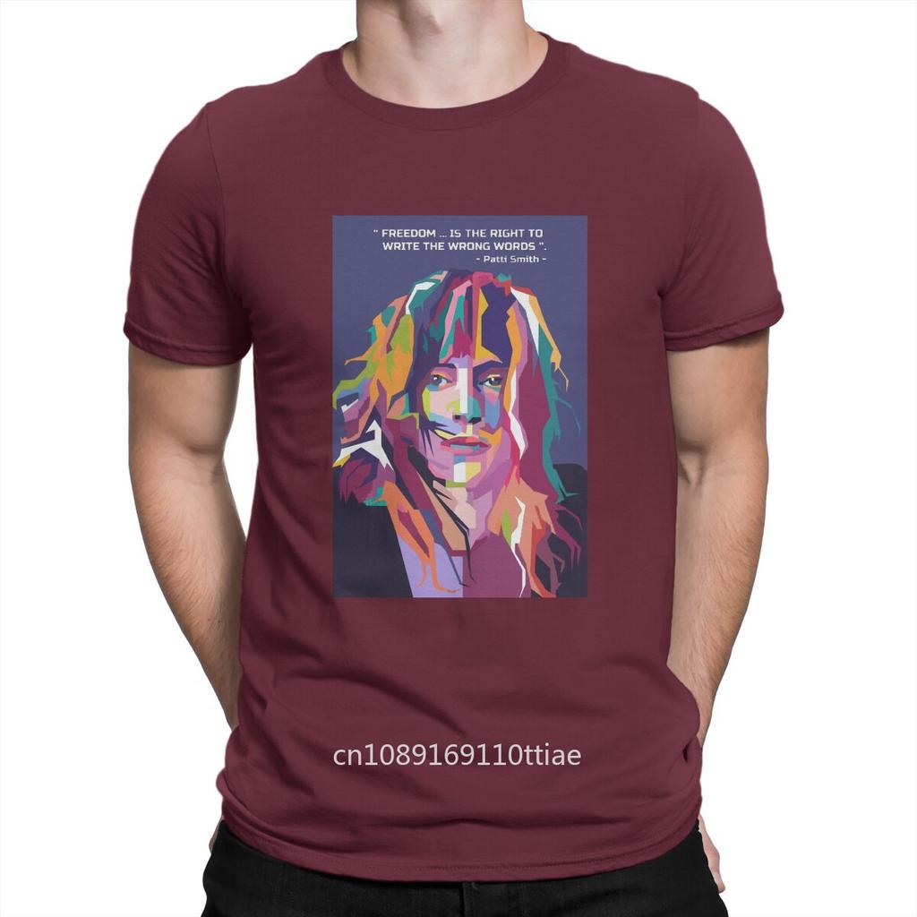 Patti Smith Creative TShirt for Men Best Quotes From Patti Smith In Wpap Round Neck Basic T Shirt Distinctive Gift Clothes Tops