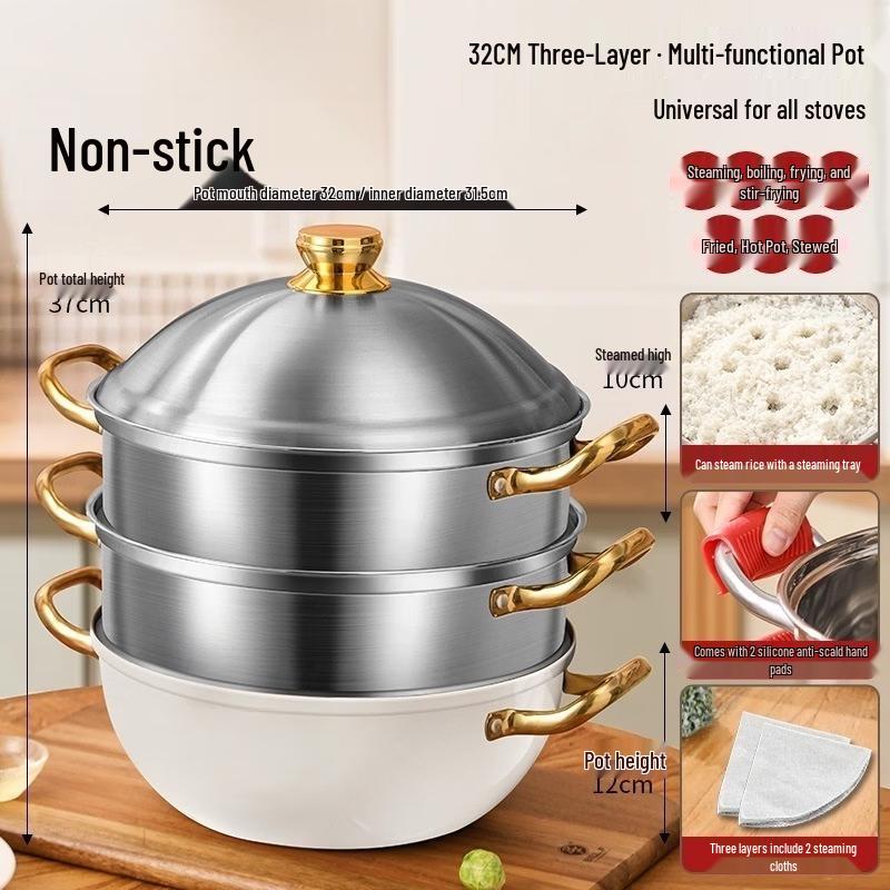 Wutuo 304 Stainless Steel Multi-purpose Steamer Pot