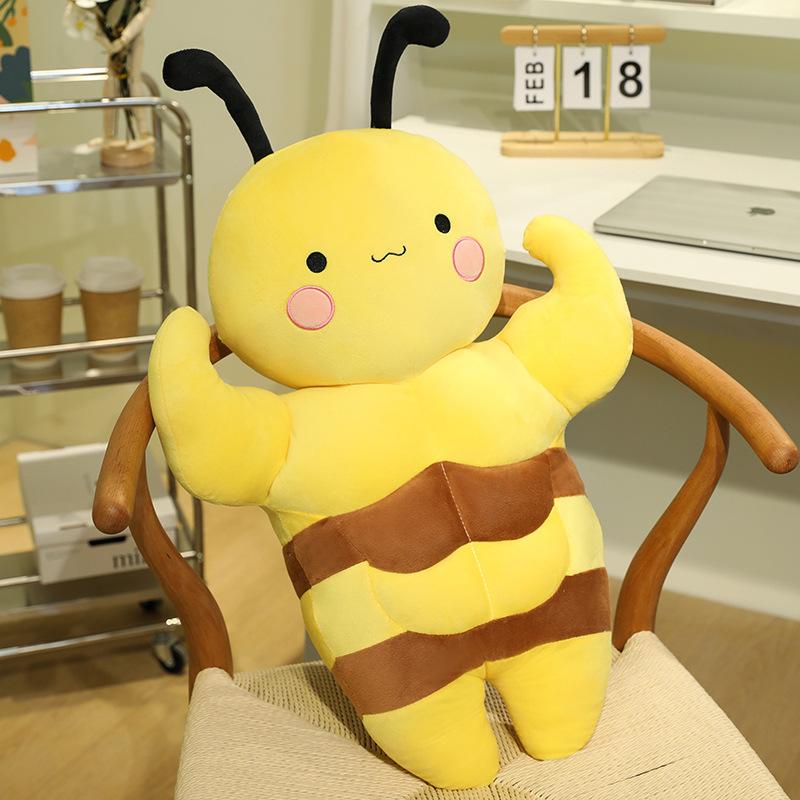 Creative soft muscle bee throw pillow plush toy doll little bee doll girl company soothing doll