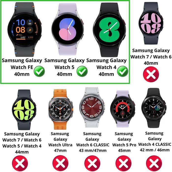 Samsung Galaxy Watch FE 40mm Case Compatible - Hard Protective Case Transparent Tempered Glass Screen Phonillico