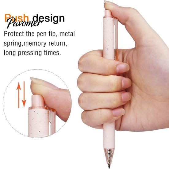 Eco Friendly Material Pens Straw Printed Ballpoint Pen, Smooth Writing Cream Colored Creative Stationery, 0.5mm Unique Handheld Fine Point Ink Pen for