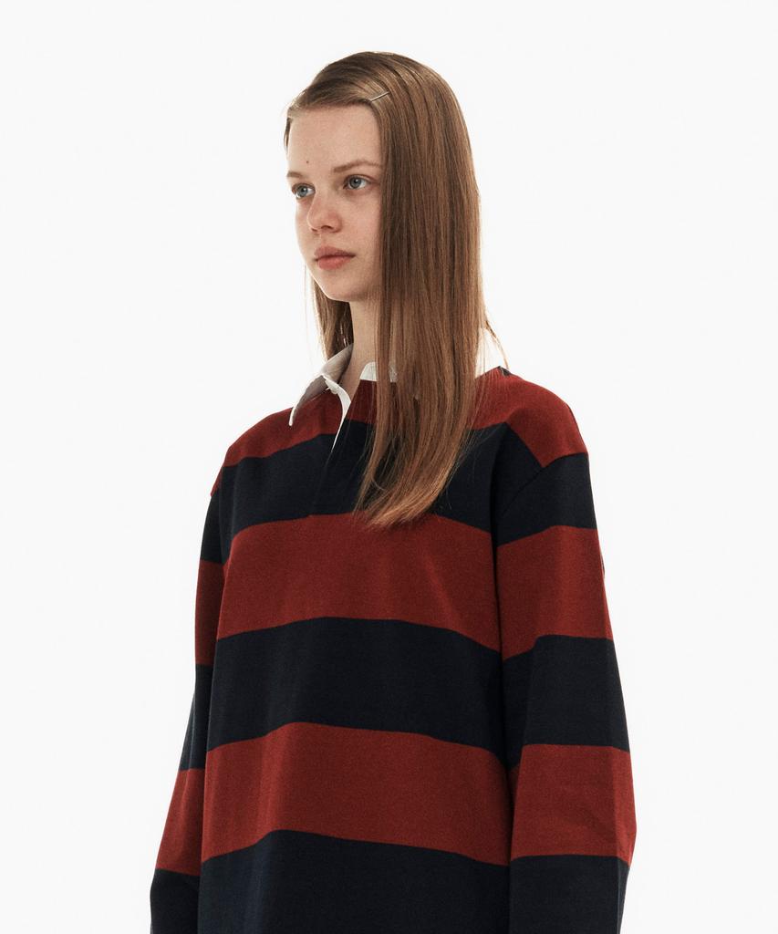 SINKINGDEEPER Striped Rugby T-Shirt (Red)
