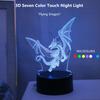 3D Flying Dragon Acrylic Visual Night Light Colorful Touch Night Light Suitable for Bedroom, Study, Reading Room