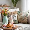 Farmhouse Throw Pillow Cover Flower House Garden Pillow Cushion Case - 4 Pack, Great For Couch Chair Yard Living