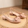 Women Sandals New Bow Round Head Thick Heel High Heels Versatile Bag Head Sandals Women's Round Heel Shoes Empty Single Shoes