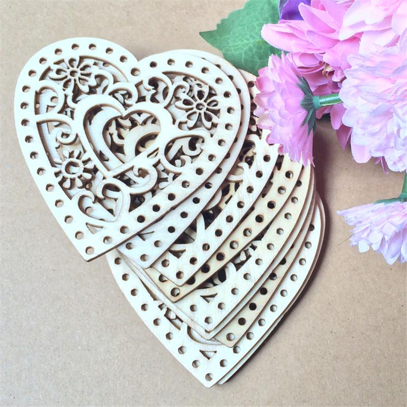 DIY Jewelry Accessories Heart Shaped Wooden Hanging Ornament Decoration