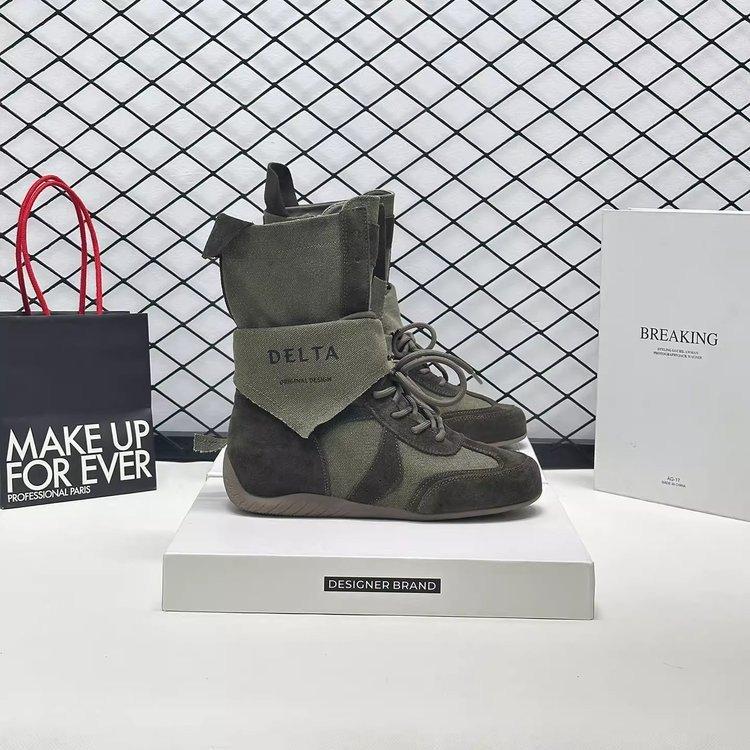 2025 new thick-soled short boots women's summer outer wear medium tube Martin boots retro inner height increase wasteland wind tooling boots women