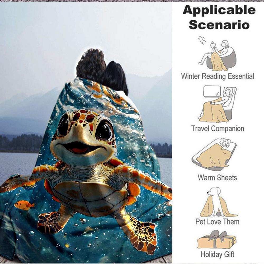 1 Stück Meereschildkröte Muster Druck Decke Leichte Flanell Überwurfdecke für Sofa, Bett, Wohnzimmer, Büro, Reisen im Freien, Camping