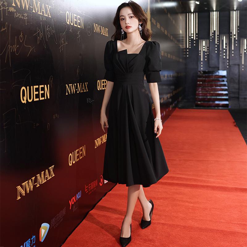 Evening Dress Skirt Women's Spring Temperament High-end White Certificate Registration Light Luxury Dress Small People Can Usually Wear