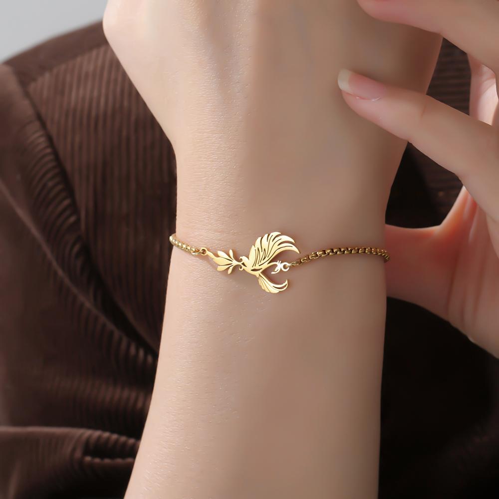 Bracciale Fenice Dawapara per Donna Uccello Mitico Braccialetti Ispirazionali Regalo di San Valentino Gioielli in Acciaio Inossidabile