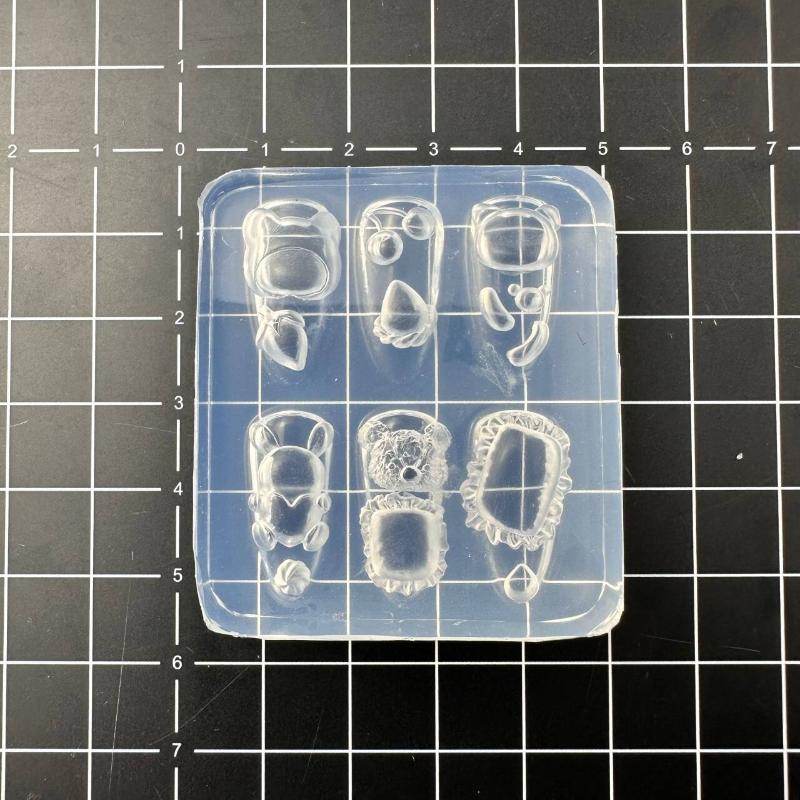

1 шт. кружевной бант клубника 3D силиконовая форма DIY декор для ногтей мультяшный кролик цветок прозрачная форма инструмент для дизайна маникюра