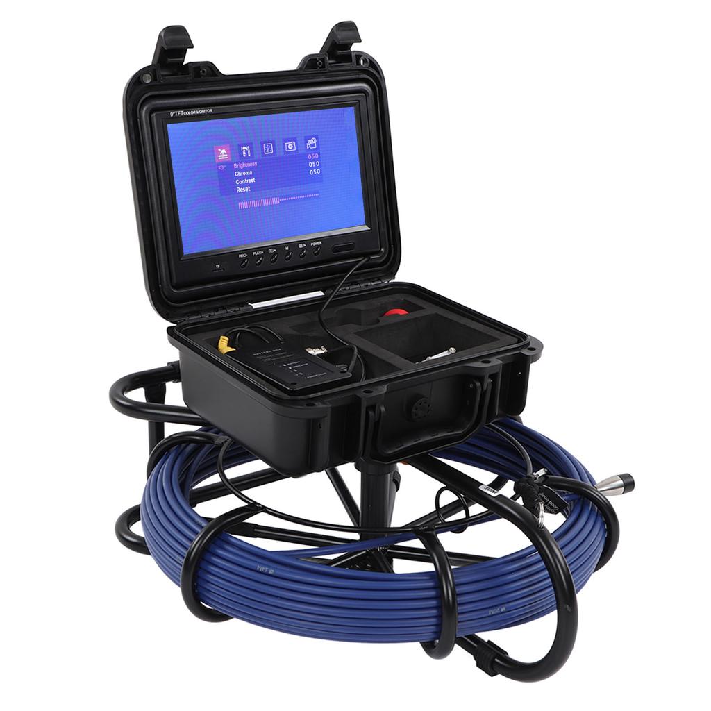 9in Sewer Camera HD Flexible LCD Display Pipe Inspection Camera with LED Lights for Pipelines Wastewater System DC 12V