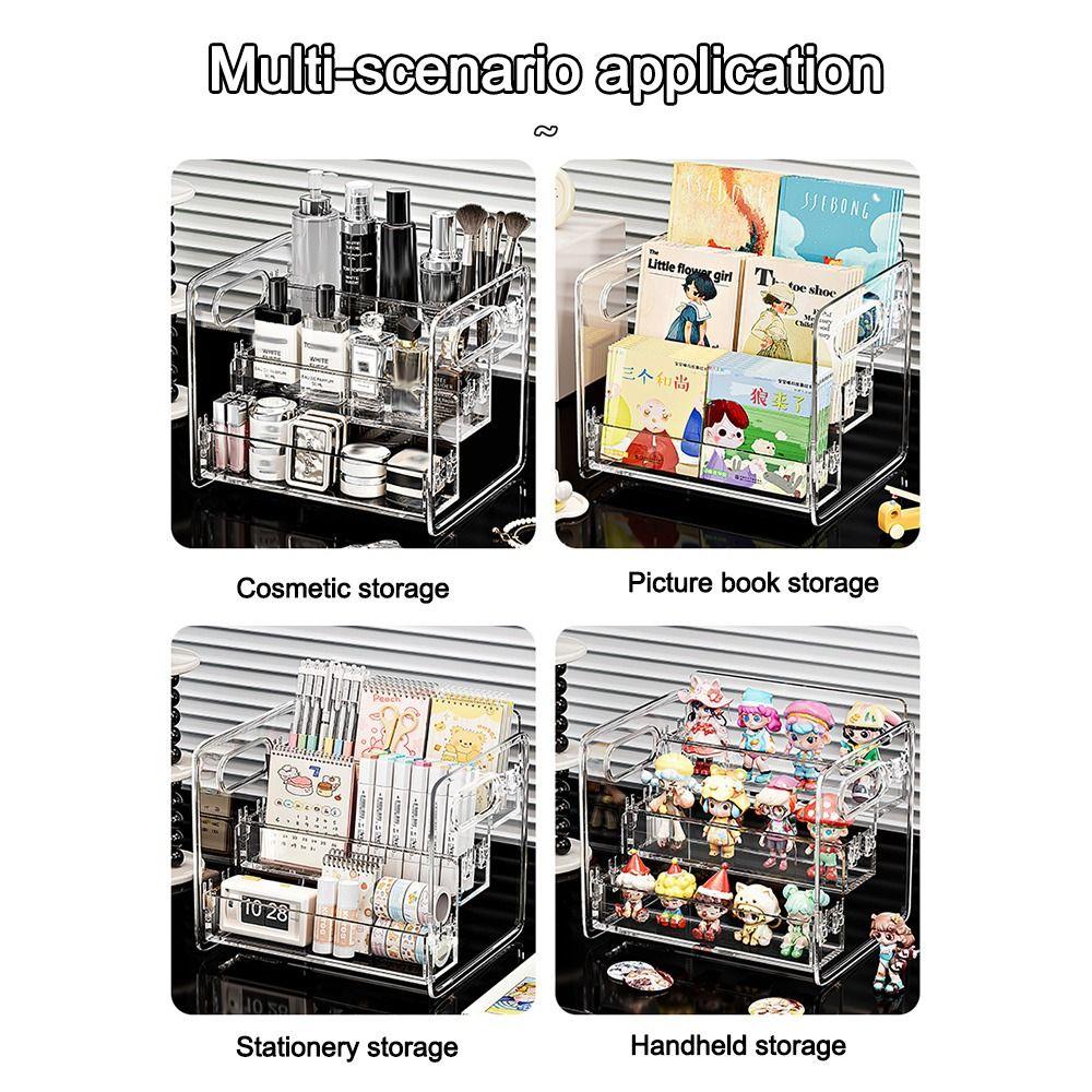 Transparent Desktop Cosmetic Organizer Multifunctional Dressing Table Organizer Shelf Acrylic Storage Basket for Makeup