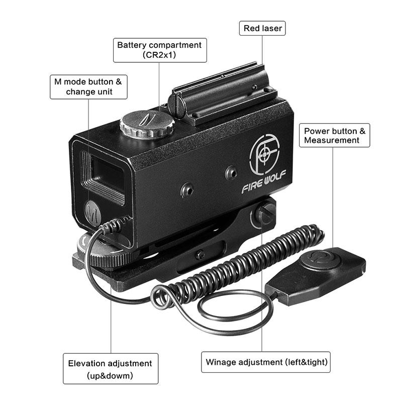 FIRE WOLF Mini Laser Infrared Scope Rangefinder For Hunting Shooting Distance Angular Velocity Meter Tactical Scope Installed