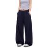 American navy blue scimitar casual pants for men and women, summer cool feeling quick-drying loose moving pants, hanging feeling wide-leg pants